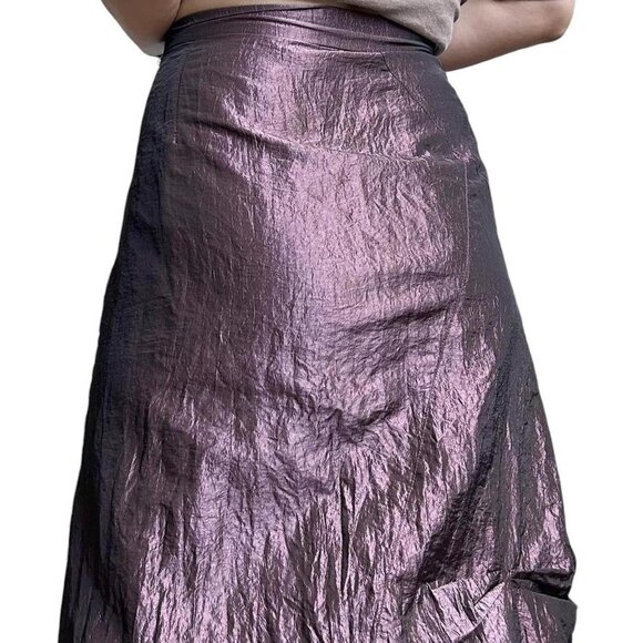 Y2K vintage metallic cyber skirt asymmetrical tiered avant-garde petticoat. - Picture 6 of 7